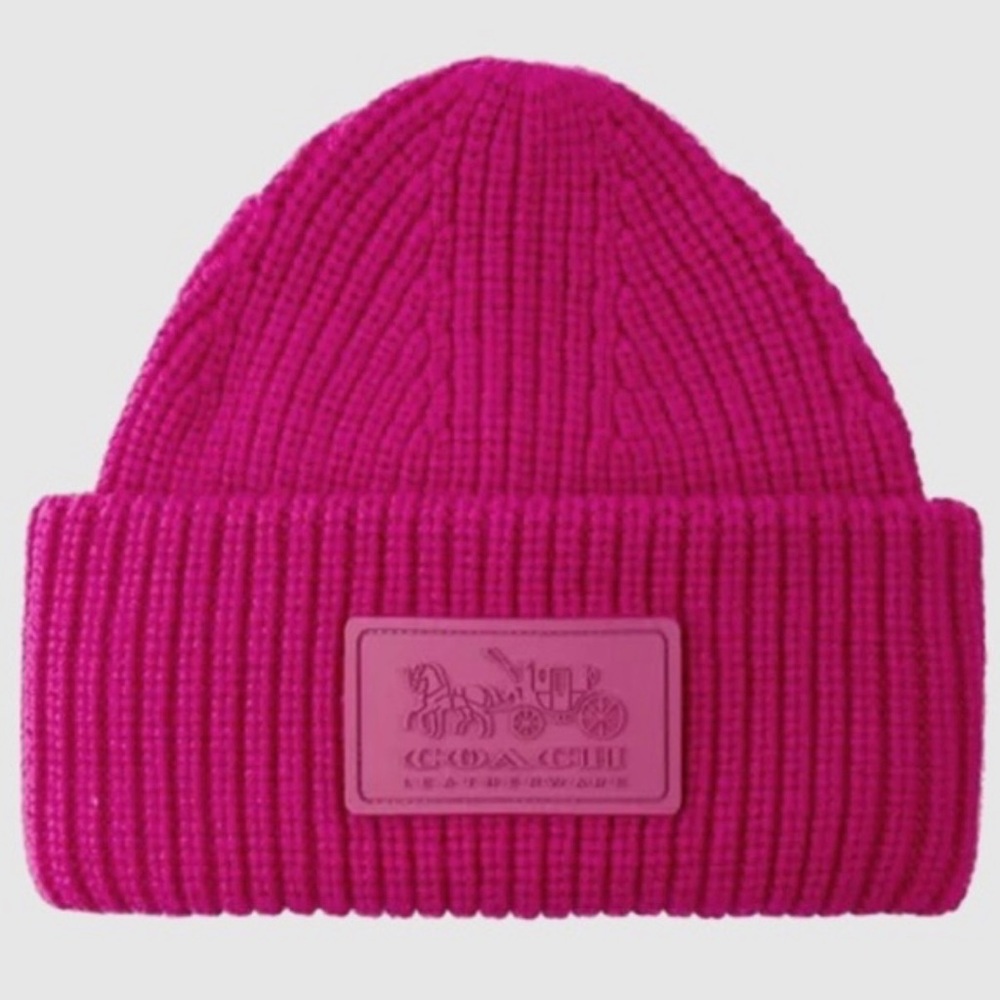 Coach Fuchsia Knit Hat